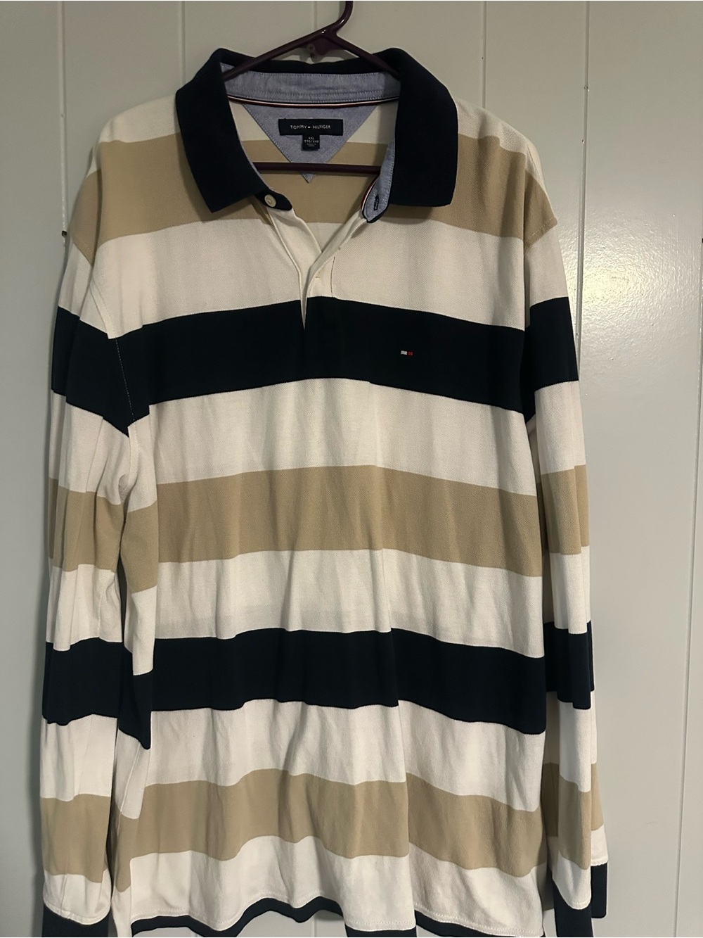 Vintage Tommy Hilfiger Rugby Polo XXL Y2K Striped Long Sleeve Cotton - Picture 1 of 5